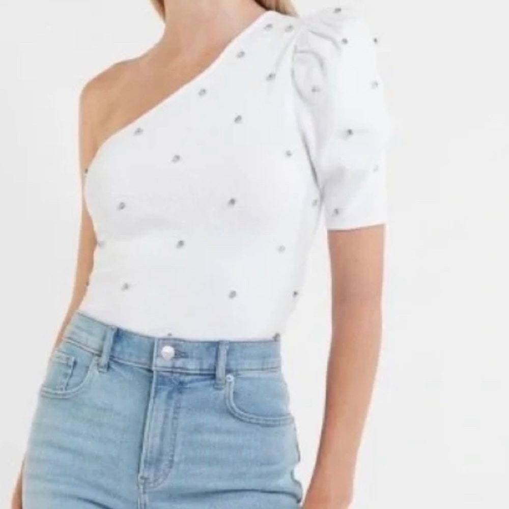 NWT EXPRESS Rhinestone One-Shoulder Top in SZ XL